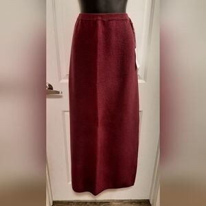Vintage Simon Chang Burgundy Long 100% Wool Skirt New with Tag Hong Kong